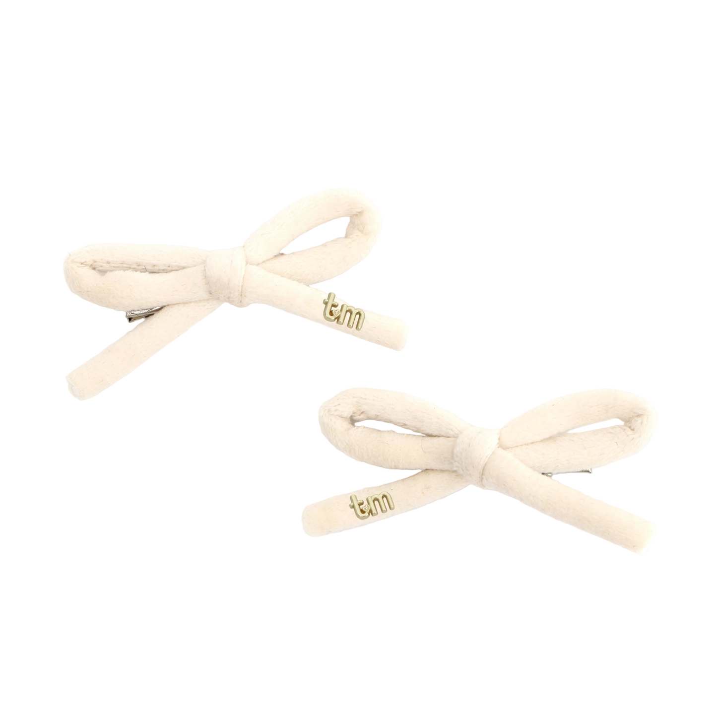 FW26 Velvet Cord Set Of 2 Bow Clip 2.5" Width Cream