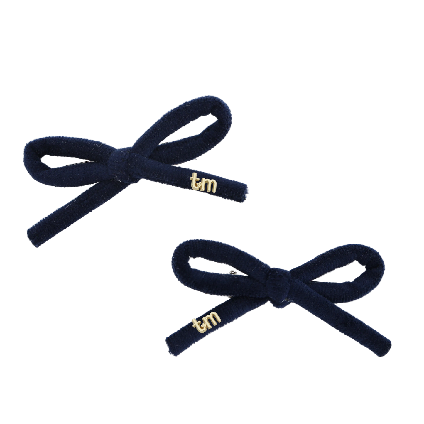 FW26 Velvet Cord Set Of 2 Bow Clip 2.5" Width Navy