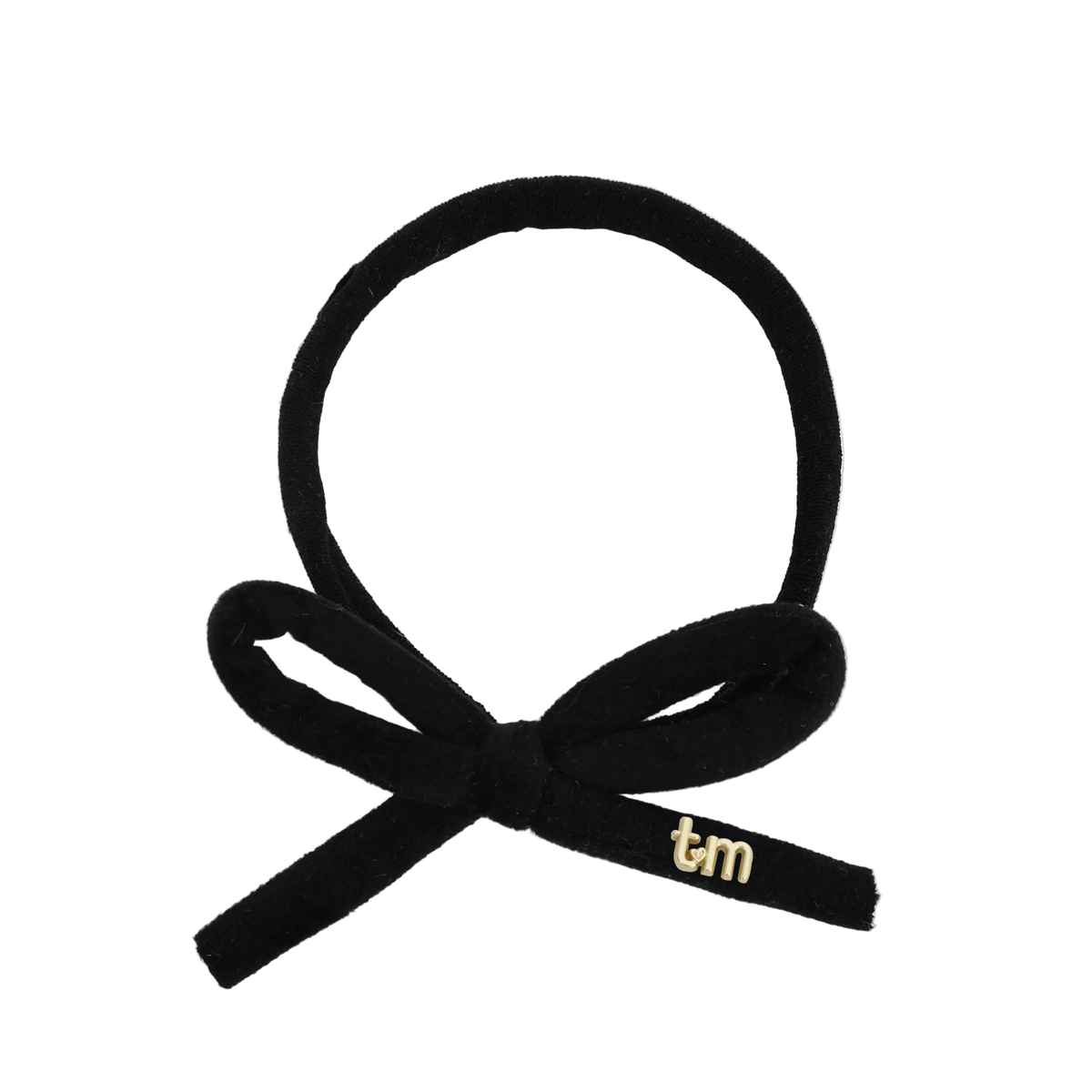 FW26 Velvet Cord Nylon Headband With Bow Black