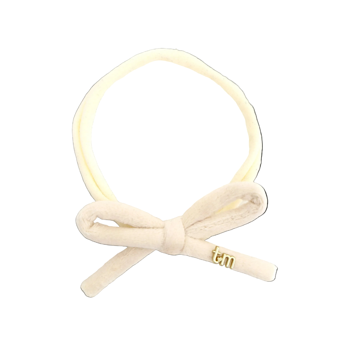 FW26 Velvet Cord Nylon Headband With Bow Cream