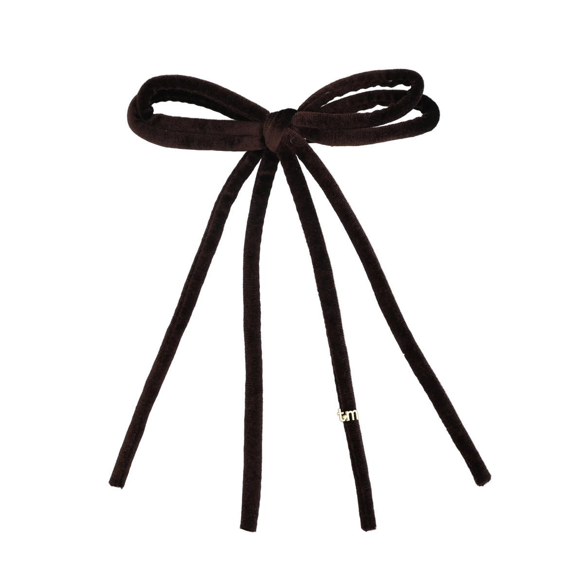 FW26 Velvet Cord Long Tail Bow Clip Brown