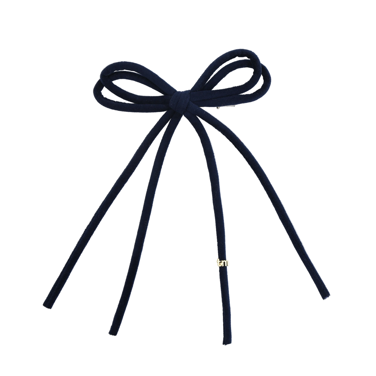 FW26 Velvet Cord Long Tail Bow Clip Navy