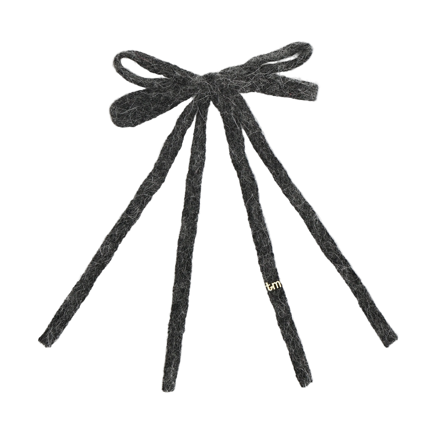 FW26 Rabbit Fur Knitted Long Tail Bow Clip Heather Gray