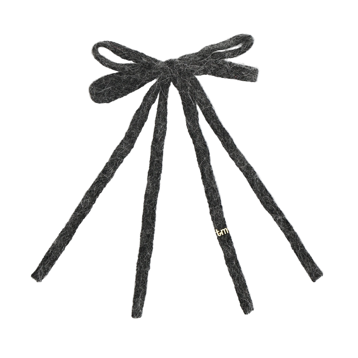 FW26 Rabbit Fur Knitted Long Tail Bow Clip Heather Gray