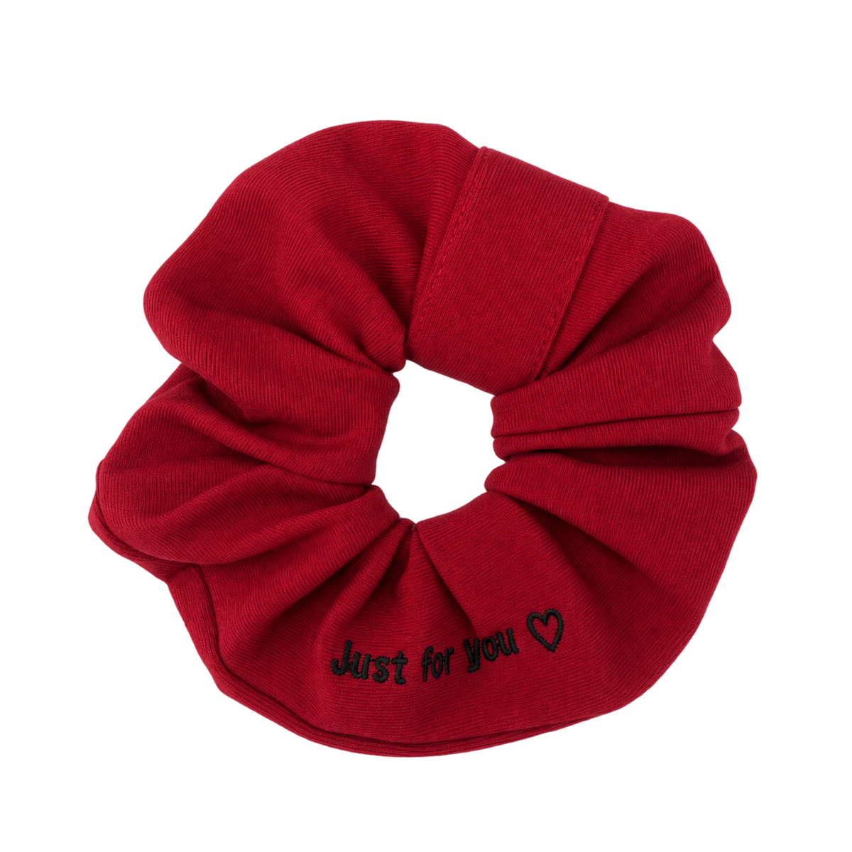 FW26 Sweatband Wrap- Quote- Just For You Scrunchie Dark Red