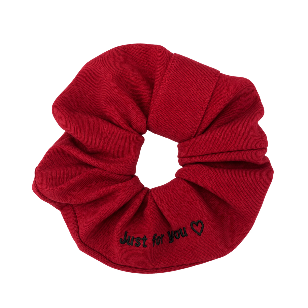 FW26 Sweatband Wrap- Quote- Just For You Scrunchie Dark Red