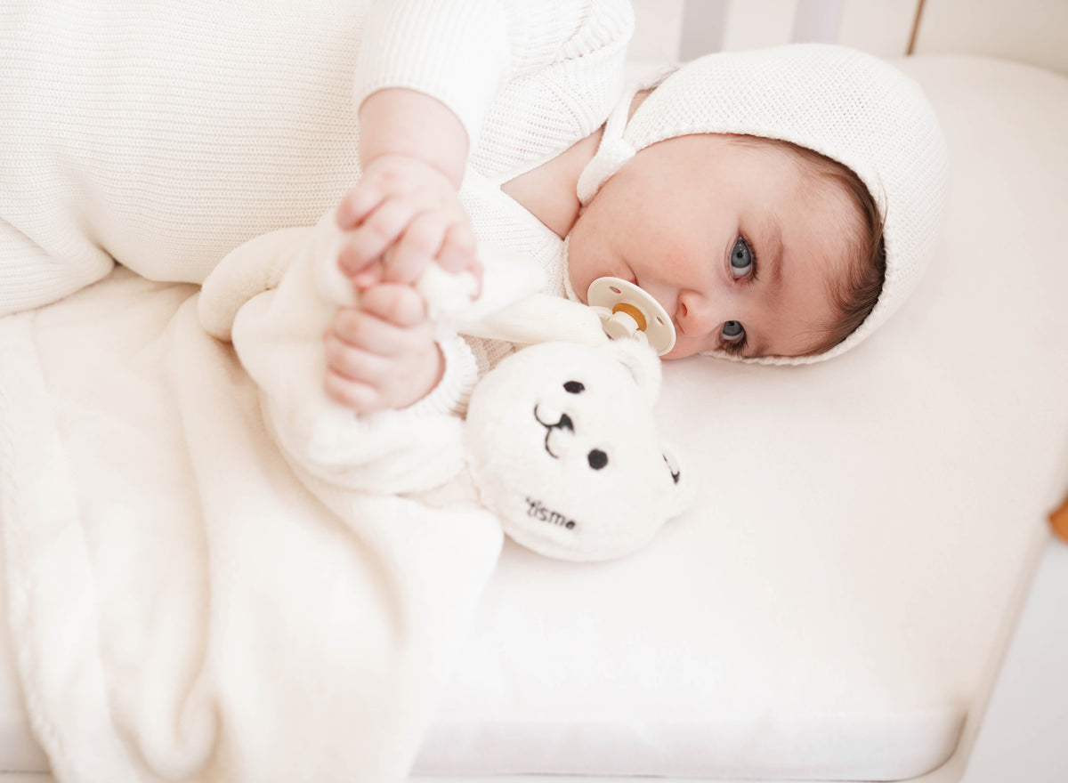Lovey with Paci/Stroller String (Bear, Cream)