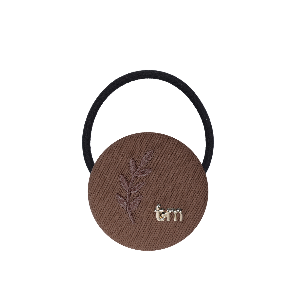 FW26 Monochrome Embroidery Linen Pony Holder Circle Brown