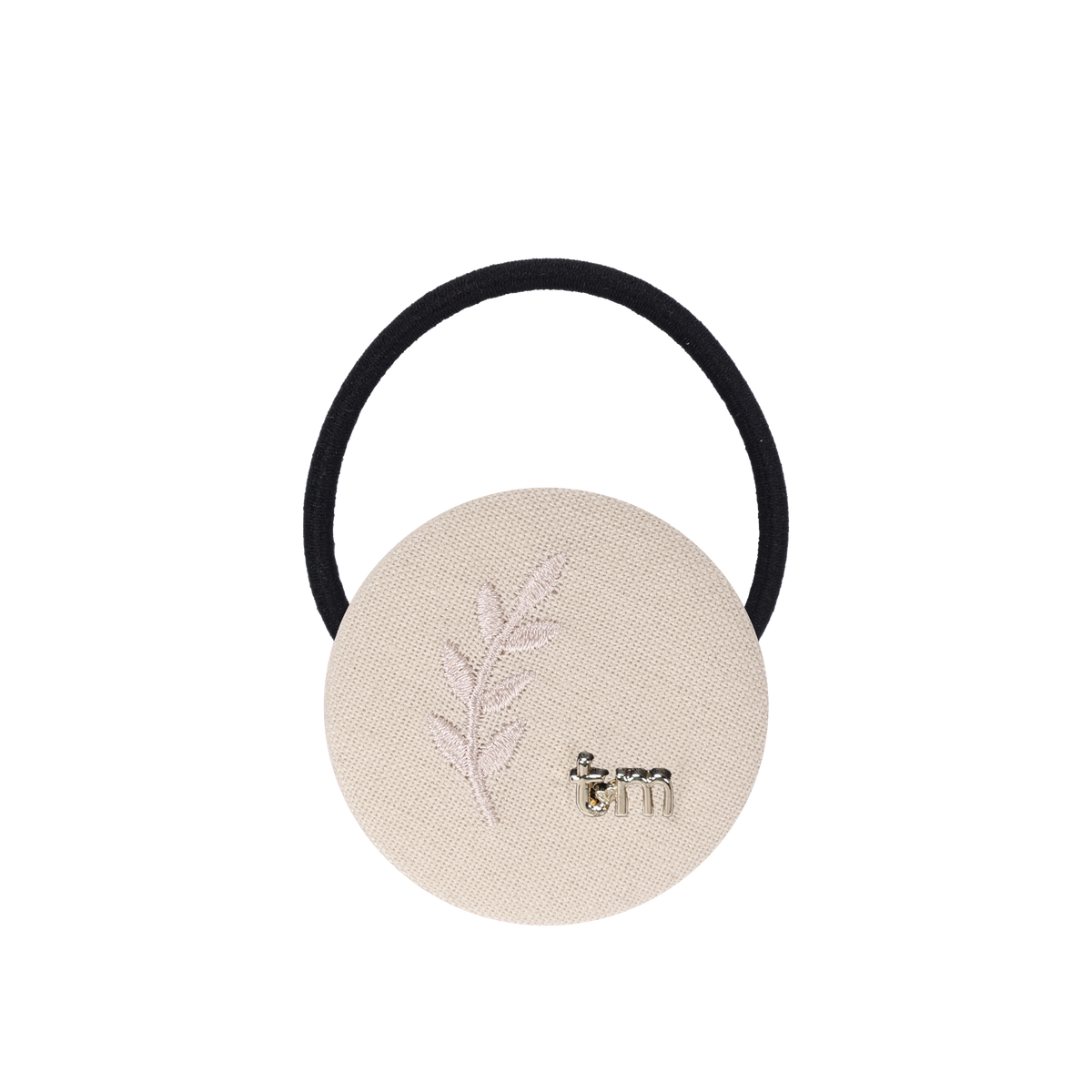 FW26 Monochrome Embroidery Linen Pony Holder Circle Cream