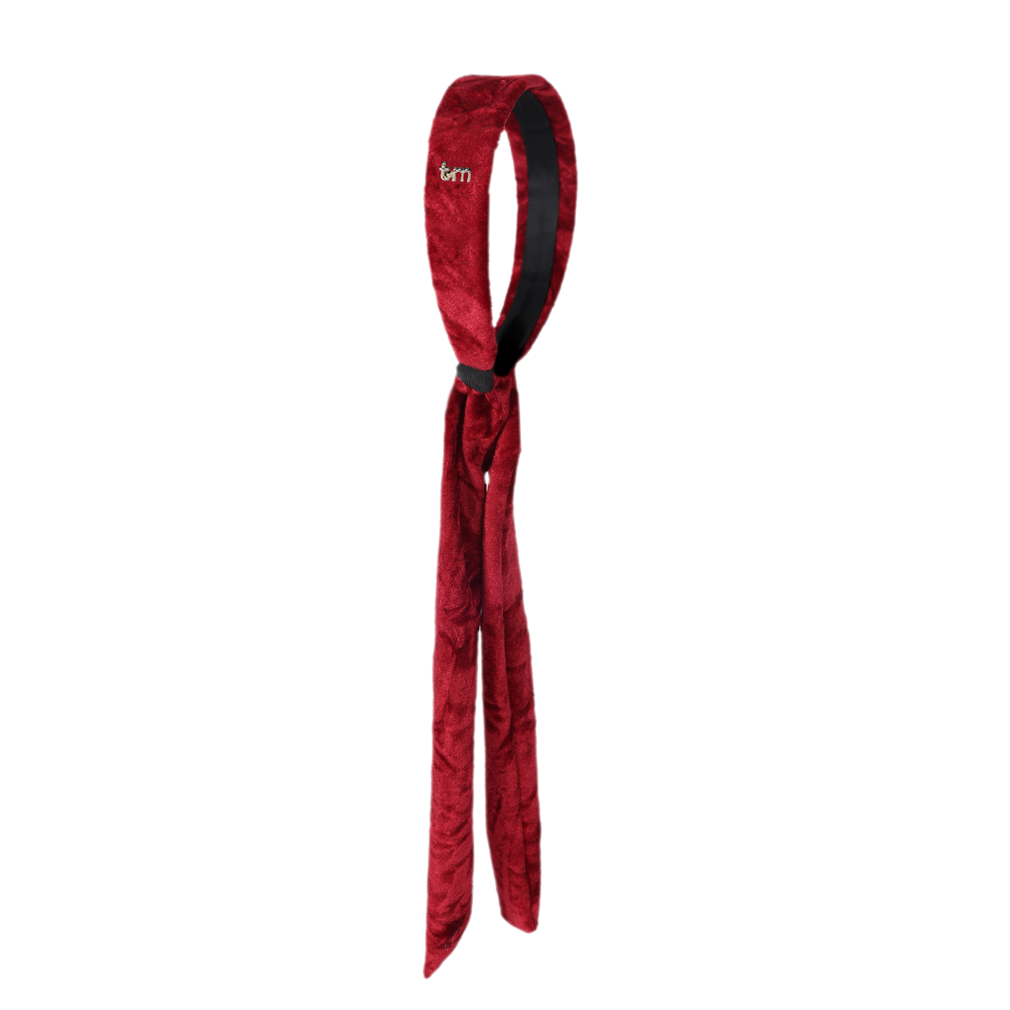 FW26 Crushed Velvet Headscarf Look Headband With Tails Maroon