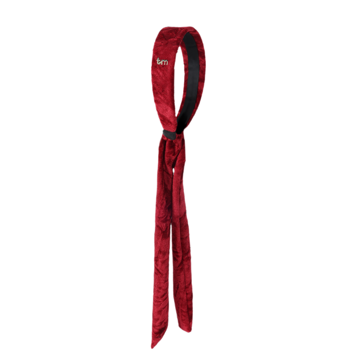 FW26 Crushed Velvet Headscarf Look Headband With Tails Maroon