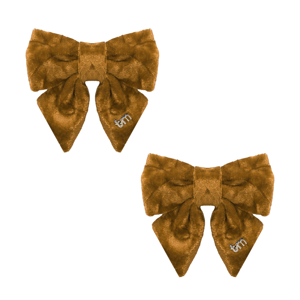 FW26 Crushed Velvet Mini Bow Clip Set Of 2 Brown