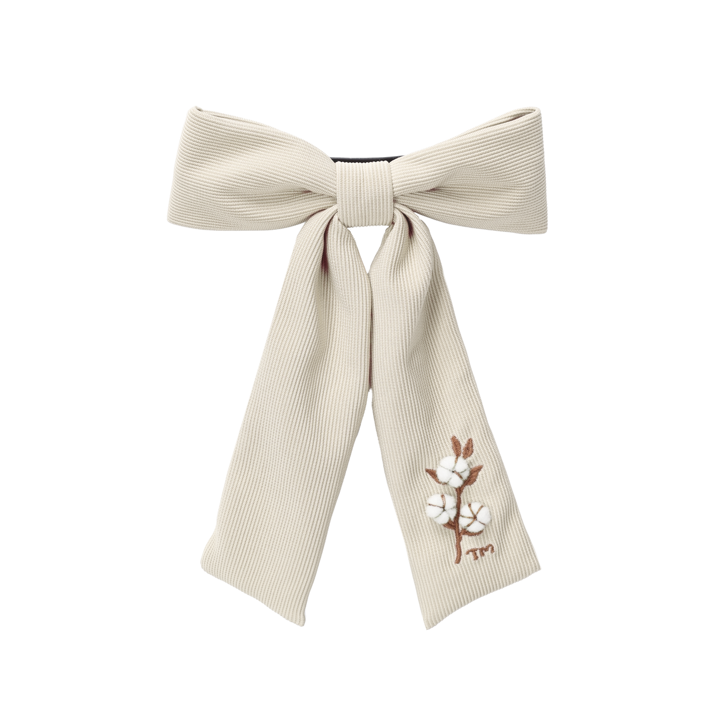 FW26 3D Cotton Flower Knit Big Bow Barette 1 Cream