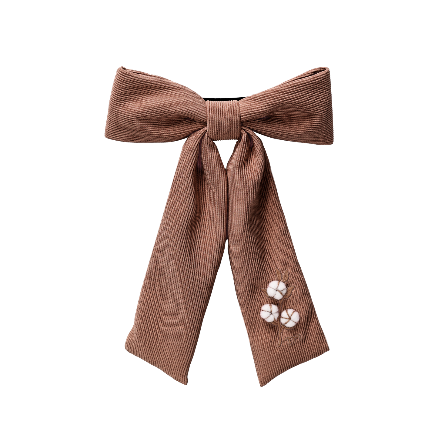 FW26 3D Cotton Flower Knit Big Bow Barette 14 Brown
