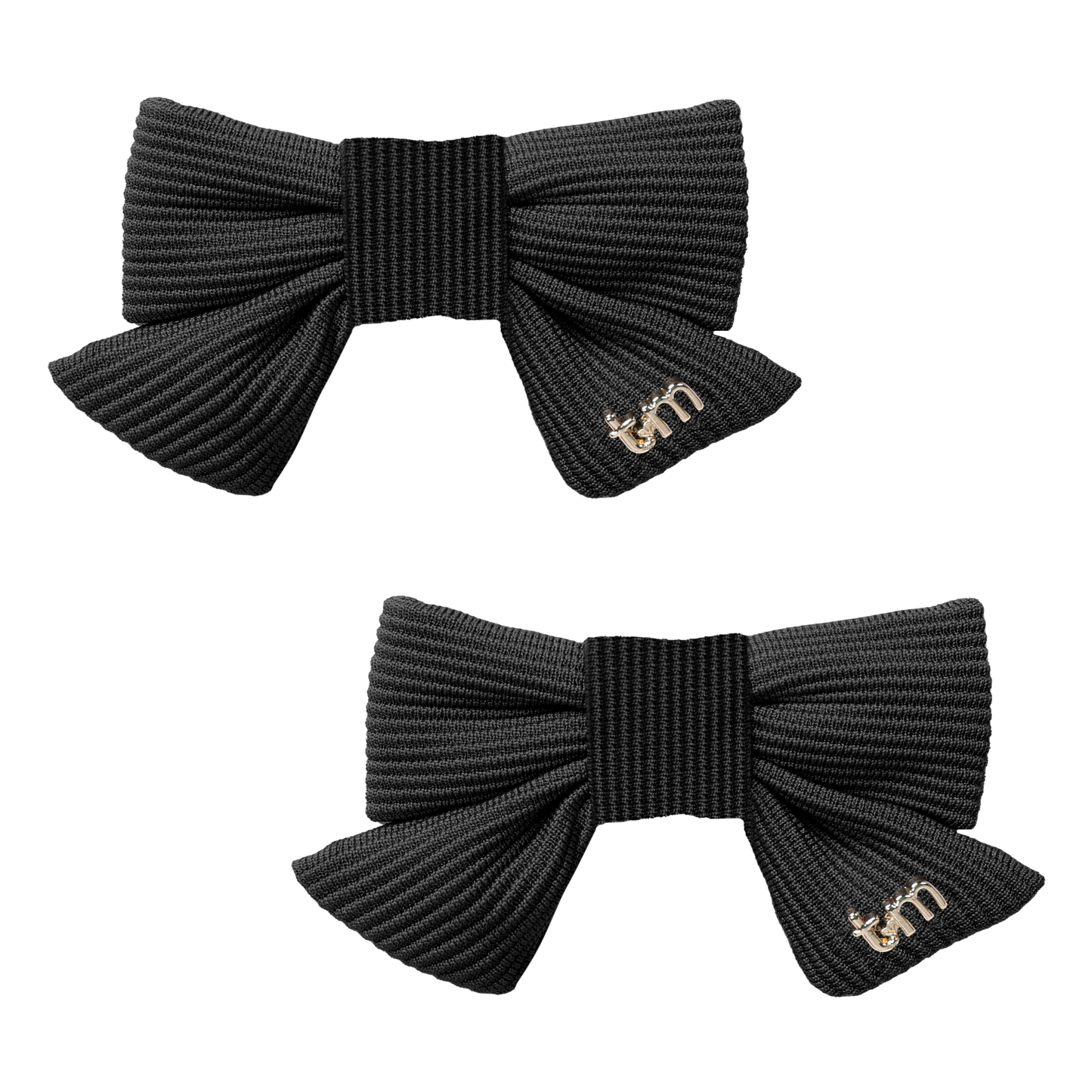 FW26 3D Cotton Flower Knit Mini Bow Clip Set Of 2 17 Black