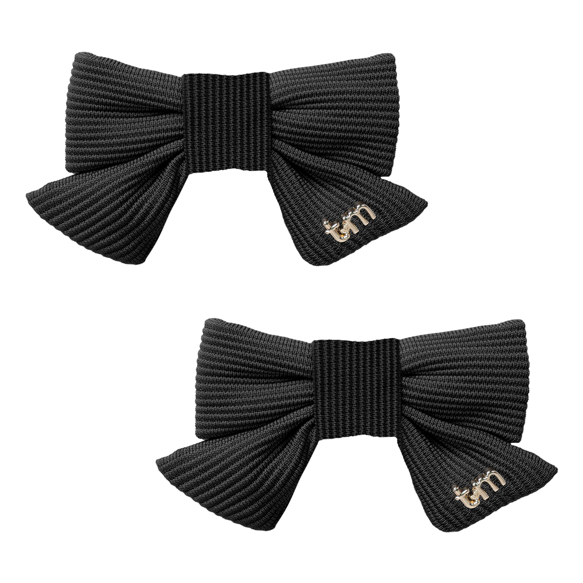 FW26 3D Cotton Flower Knit Mini Bow Clip Set Of 2 17 Black