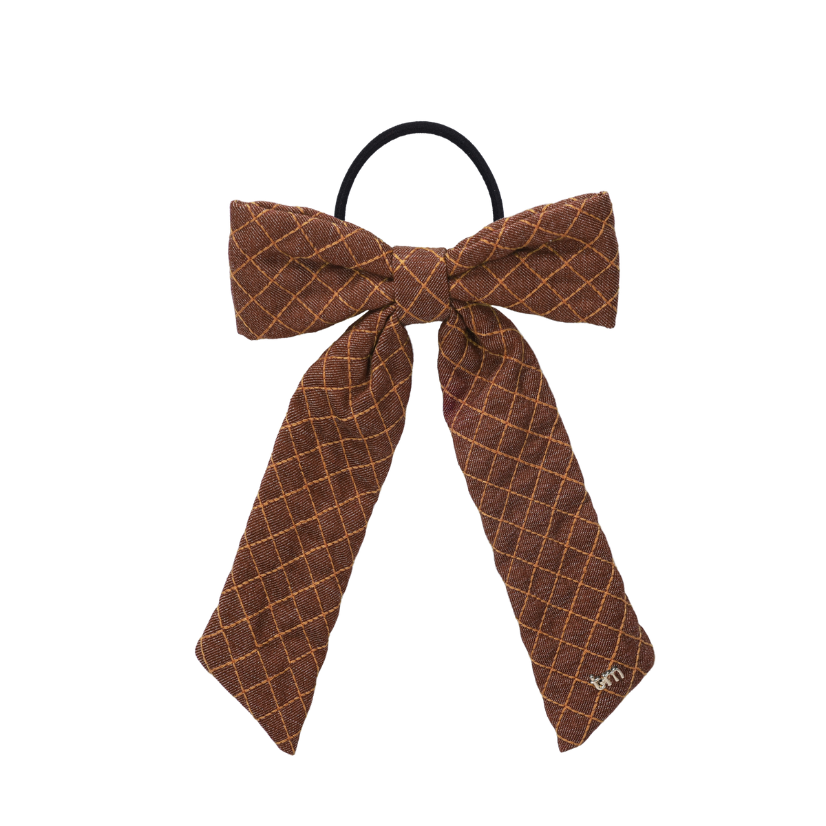 FW26 Denim Brown Thread Bow Ribbon On Pony Holder Brown