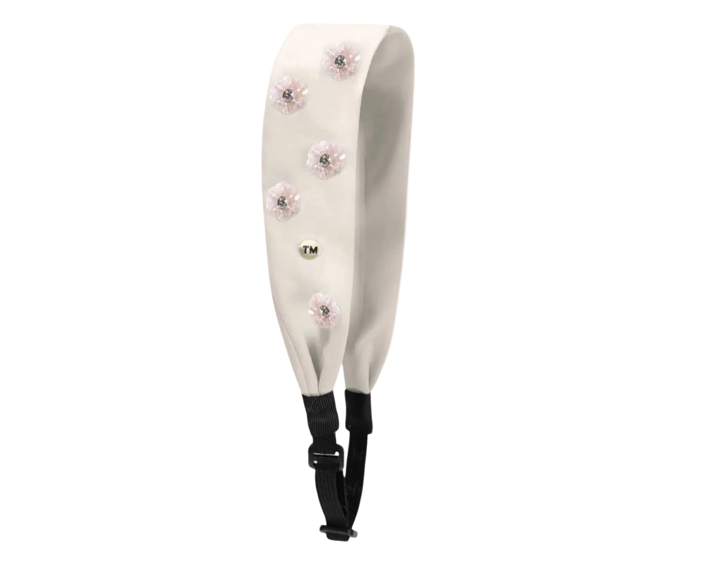 SS26 Intricate Hand Beaded Adjustable Headscarf (Cream)