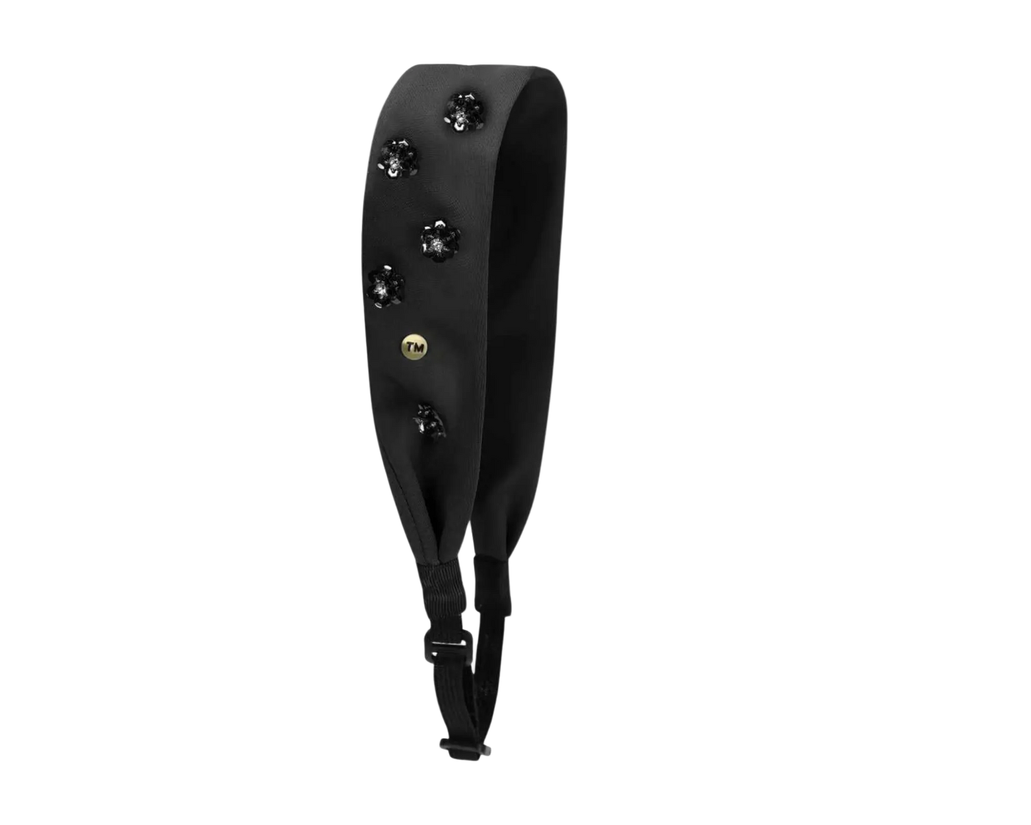 SS26 Intricate Hand Beaded Adjustable Headscarf (Black)