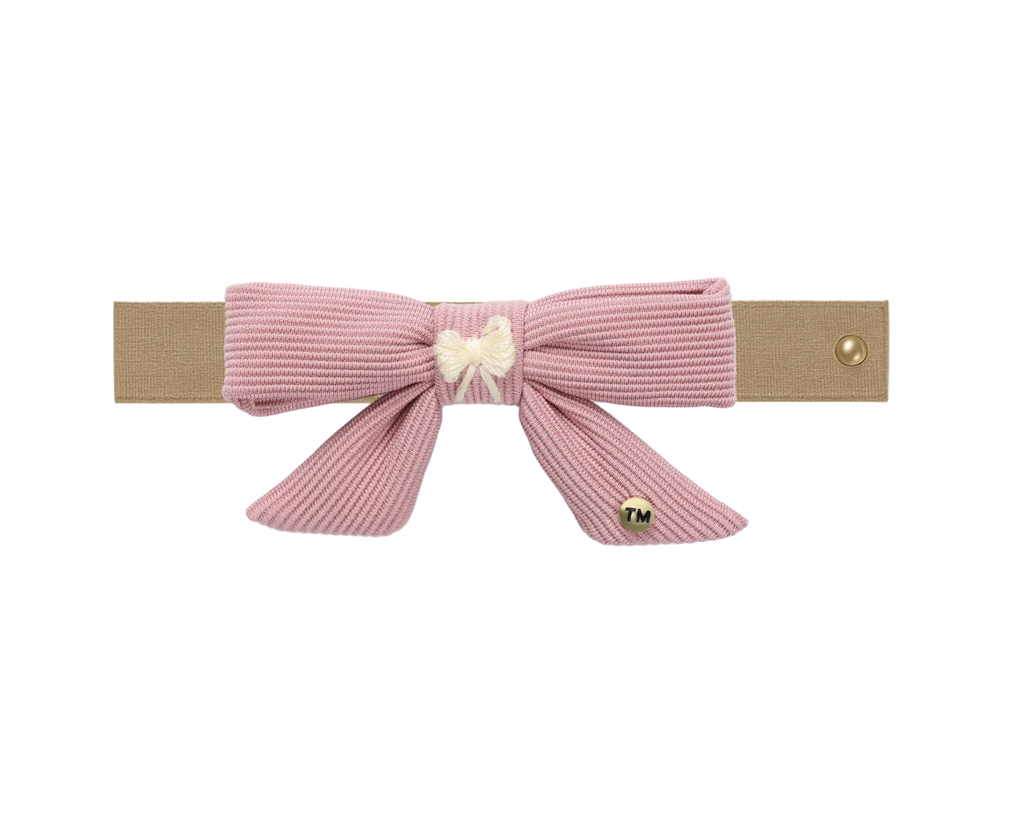 Bow Embroidery Knit Collection Nylon Baby Headband (Pink)