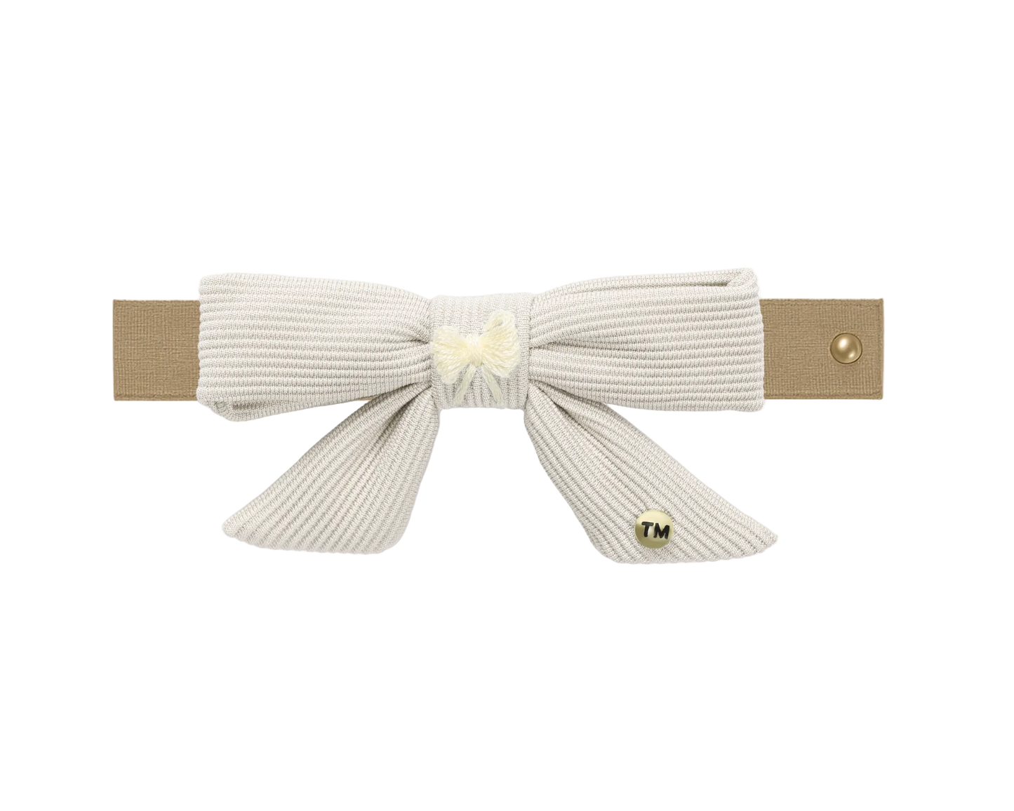 Bow Embroidery Knit Collection Nylon Baby Headband (Cream)