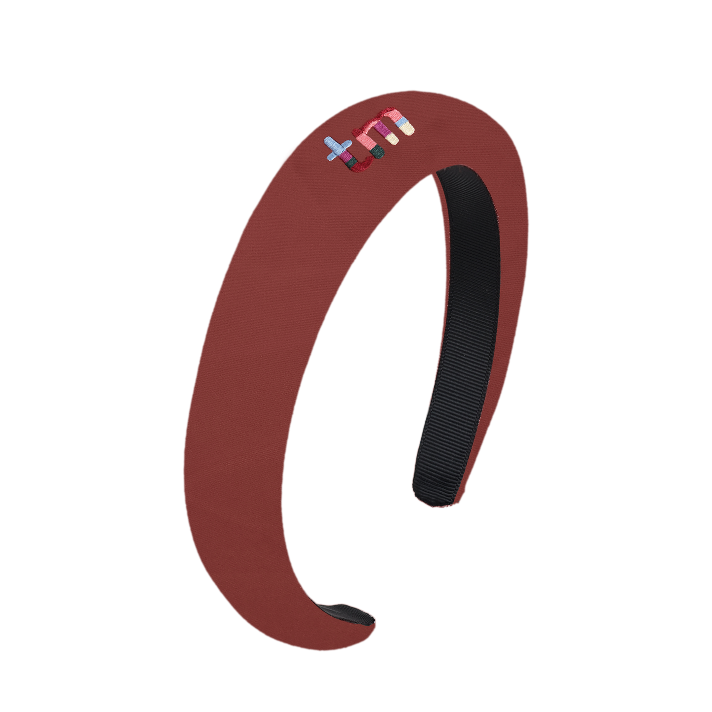 Denim Colored Embroidery Logo Hard Headband (Maroon)
