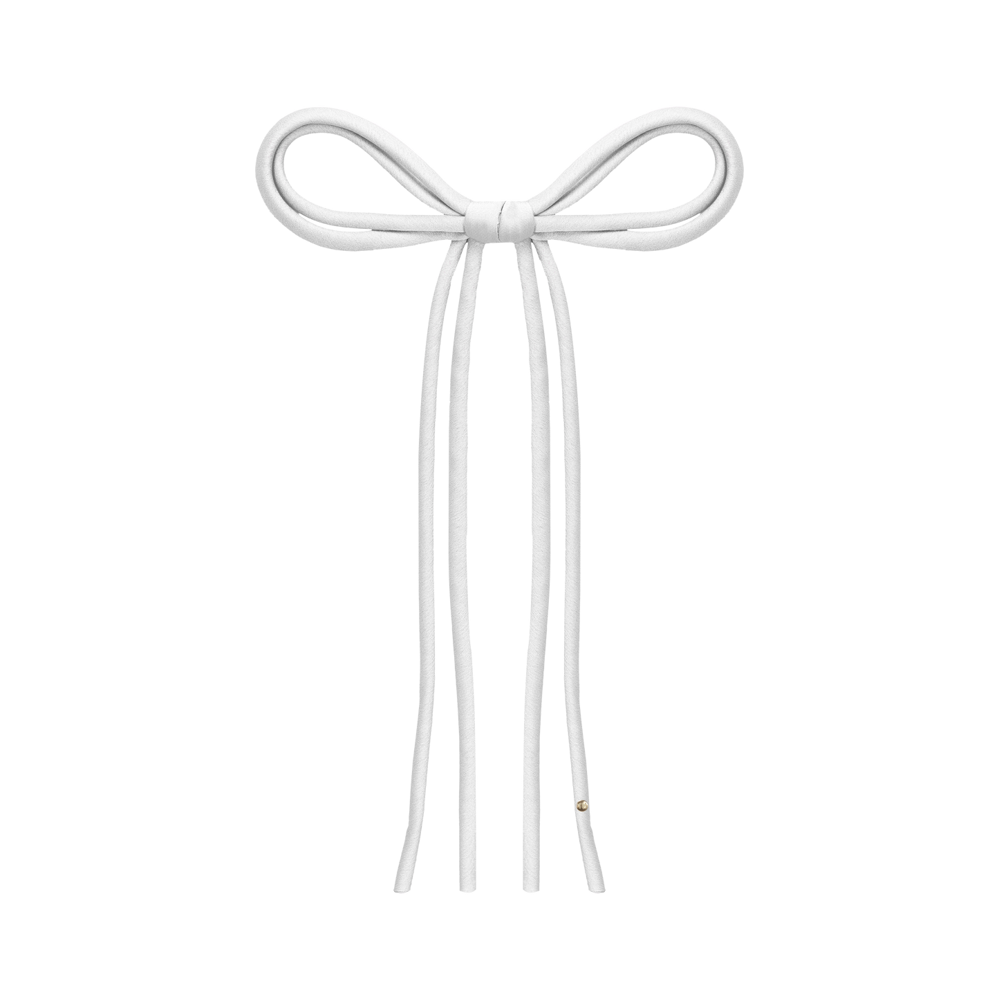 SS26 Satin-Cord Ribbon Long Tail Bow Clip (White)