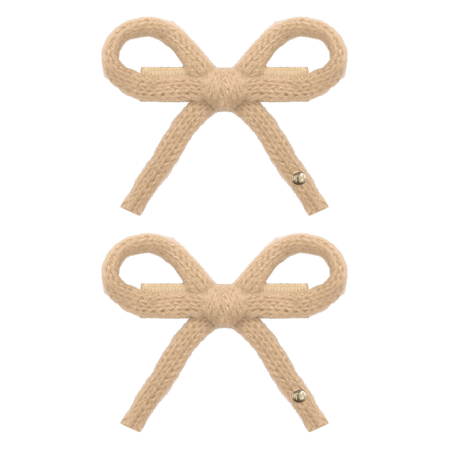 SS26 Knit Ribbon Mini Bow Clip Set Of 2 (Beige)