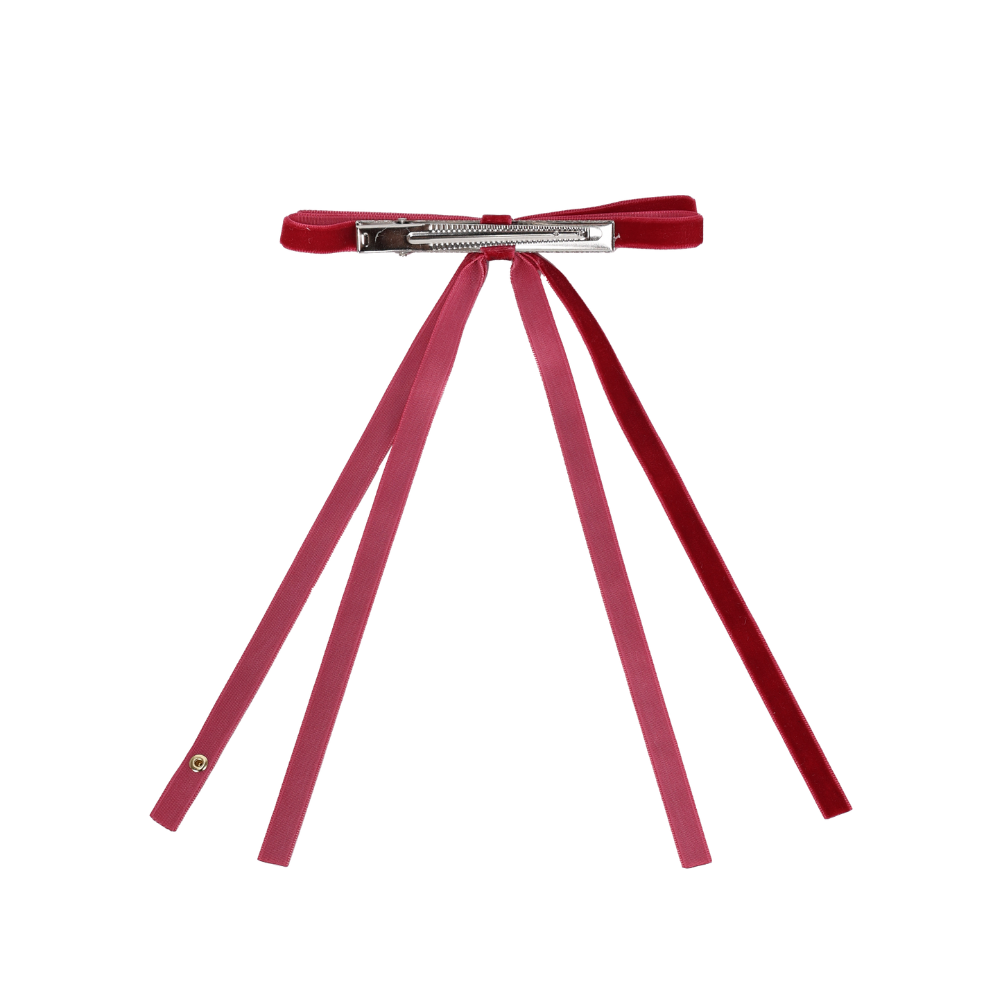 Velvet Ribbon Long Tail Bow Clip (Dusty Pink)