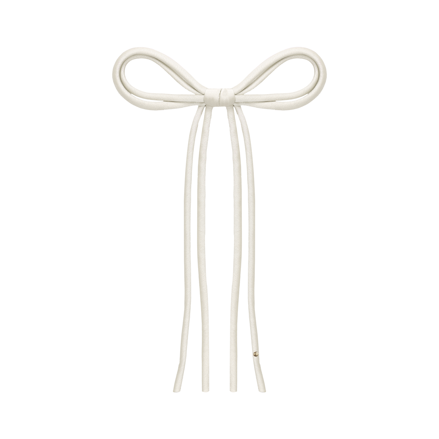 SS26 Satin-Cord Ribbon Long Tail Bow Clip (Cream)