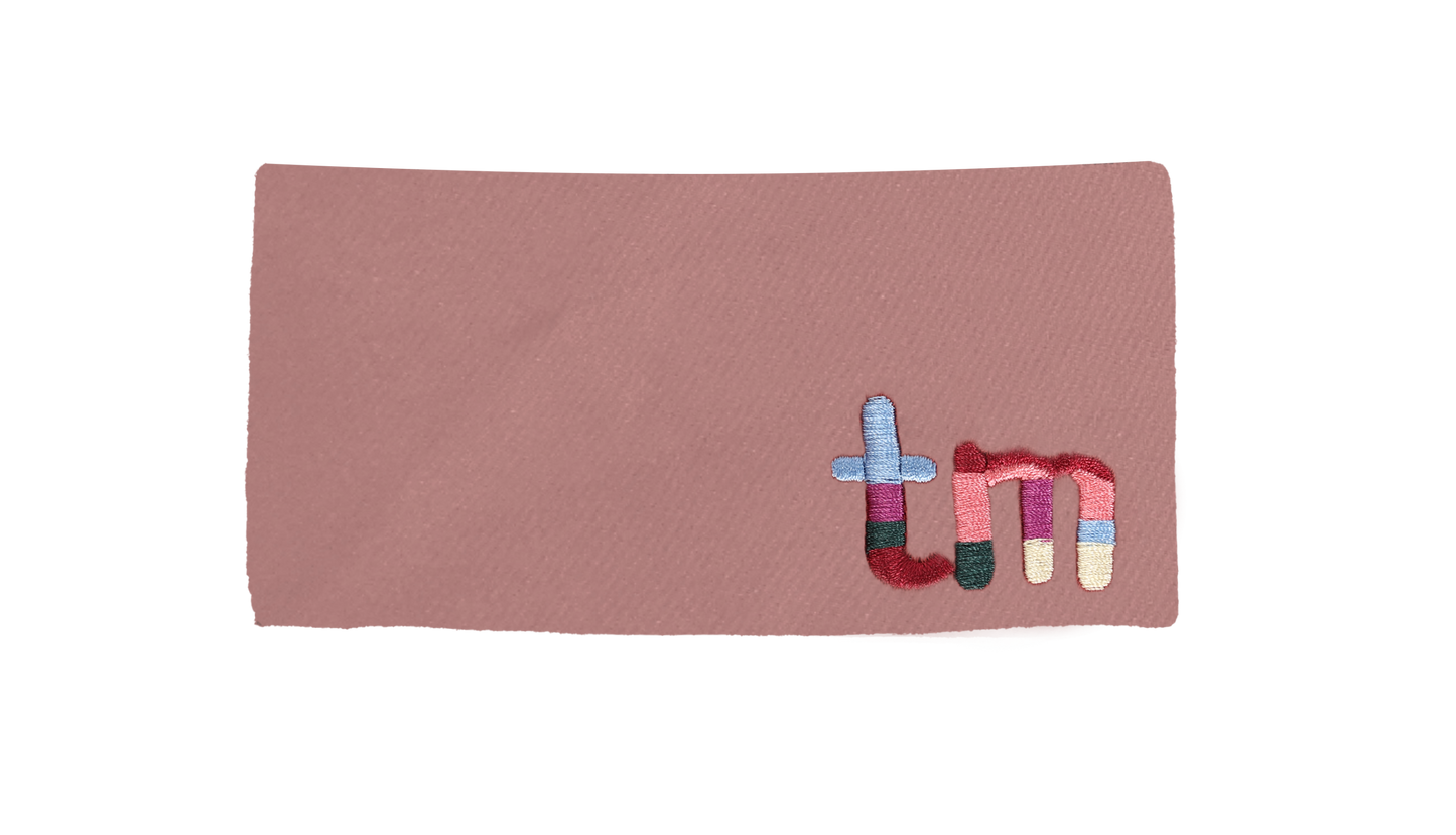 Denim Colored Embroidery Logo Barette Clip (Pink)