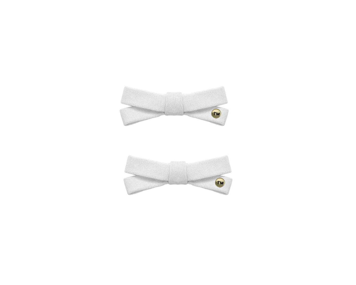 Denim Luggage Logo Collection Mini Bow Clip Set Of 2 (White)