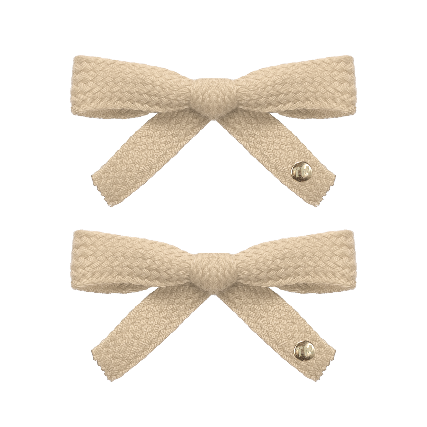 SS26 Woven Ribbon Mini Bow Clip Set Of 2 (Beige)