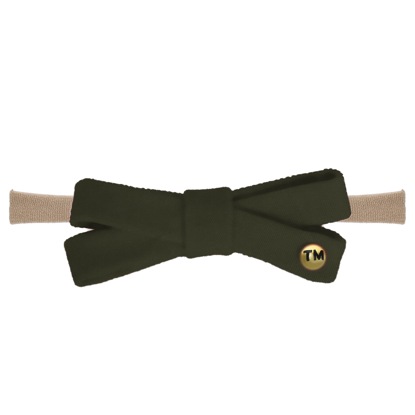 Denim Colored Embroidery Logo Baby Bow Nylon Headband (Green)