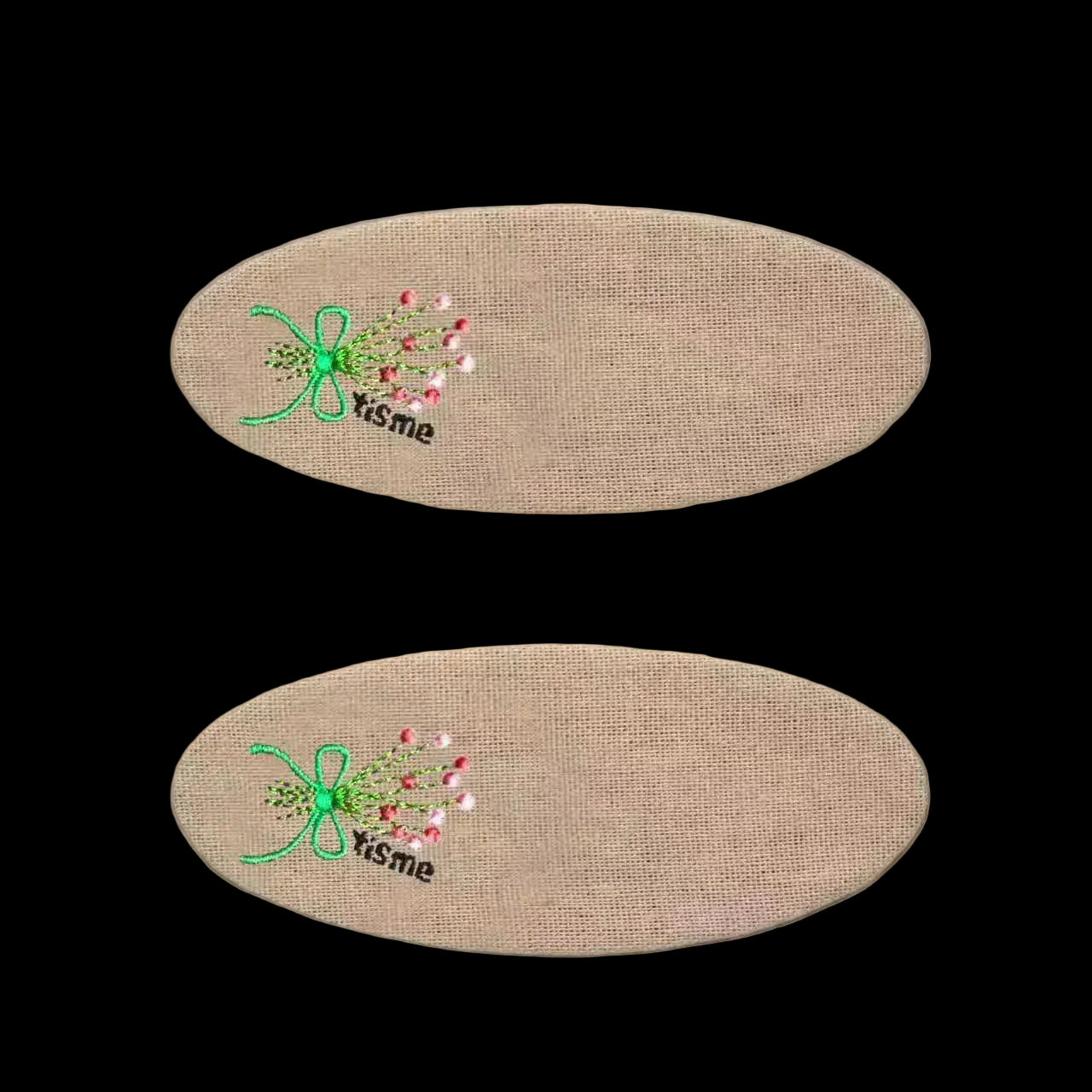 Bouquet Embroidery Knit Collection Barrette Clip (Beige)