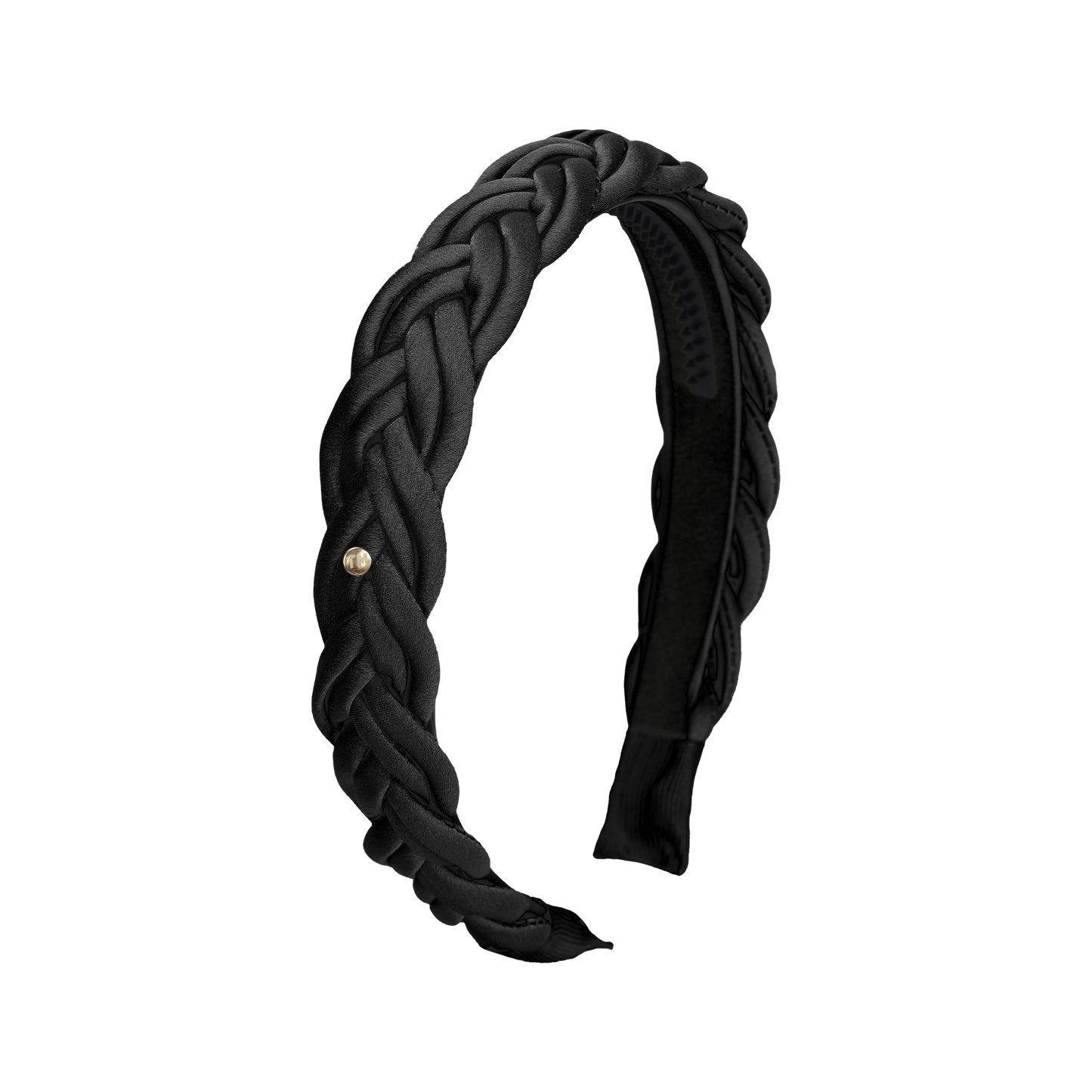 SS26 Satin-Cord Ribbon Hard Headband (Black)