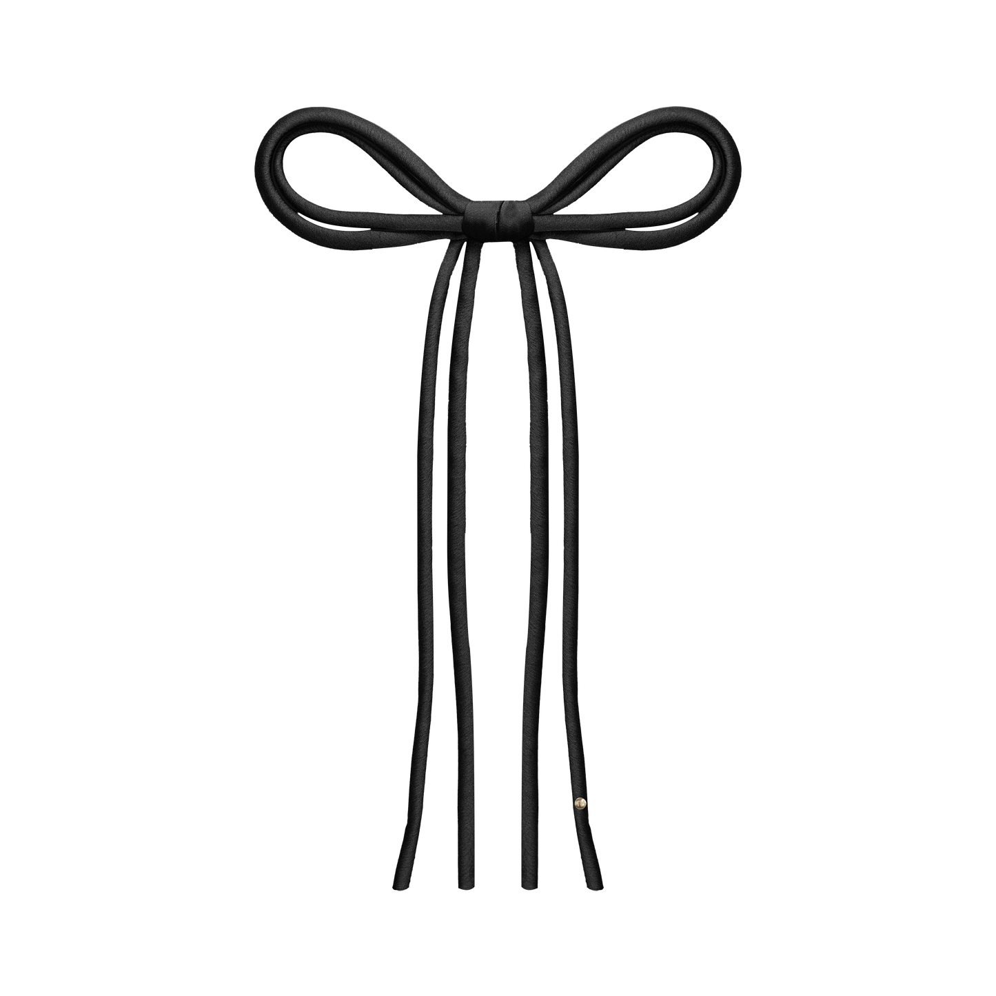 SS26 Satin-Cord Ribbon Long Tail Bow Clip (Black)