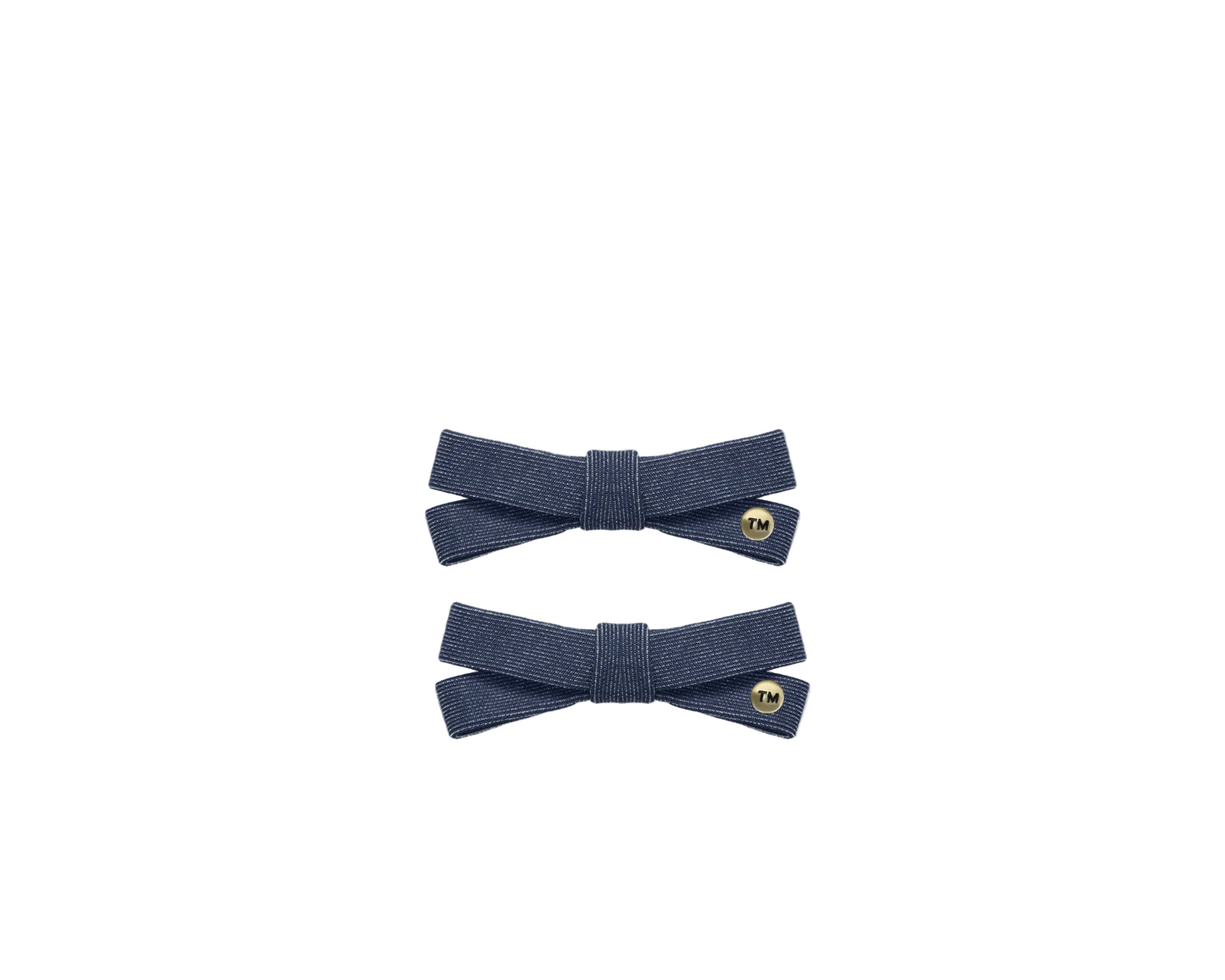 Denim Luggage Logo Collection Mini Bow Clip Set Of 2 (Navy)