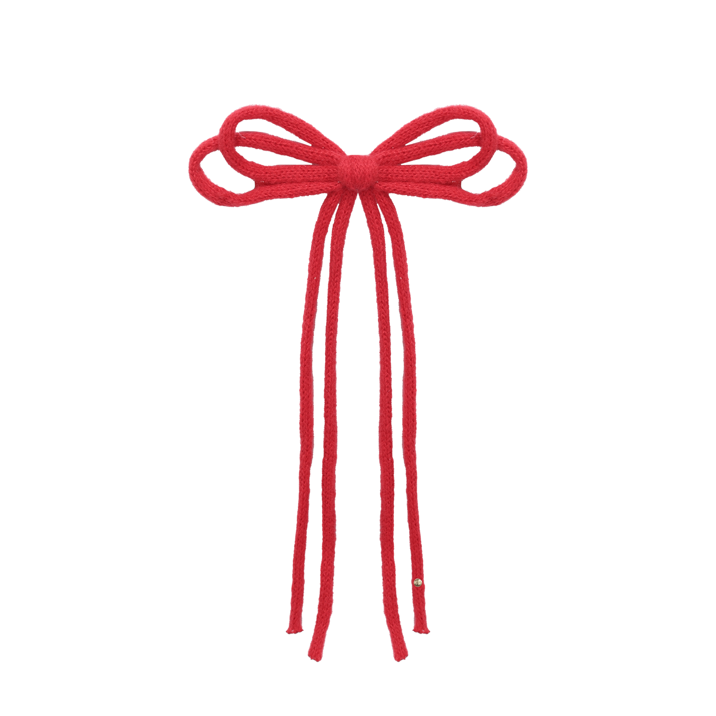 SS26 Knit Ribbon Long Tail Bow Clip (Red)