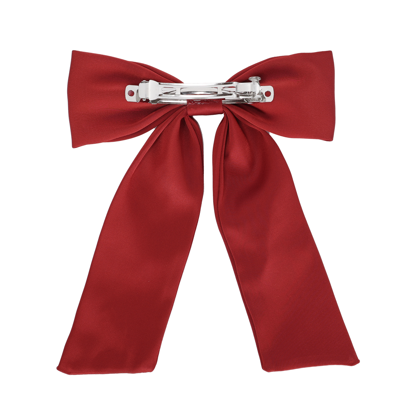 Rose Embroidery Large Bow Clip (Red)