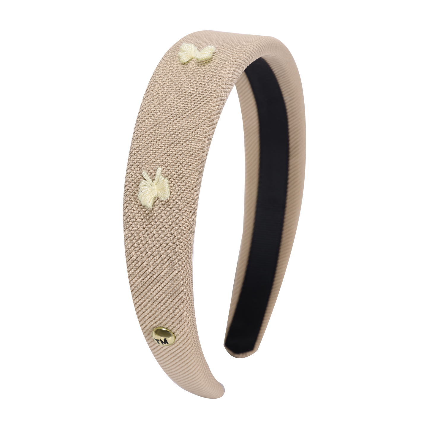 Bow Embroidery Knit Collection Hard Headband (Beige)