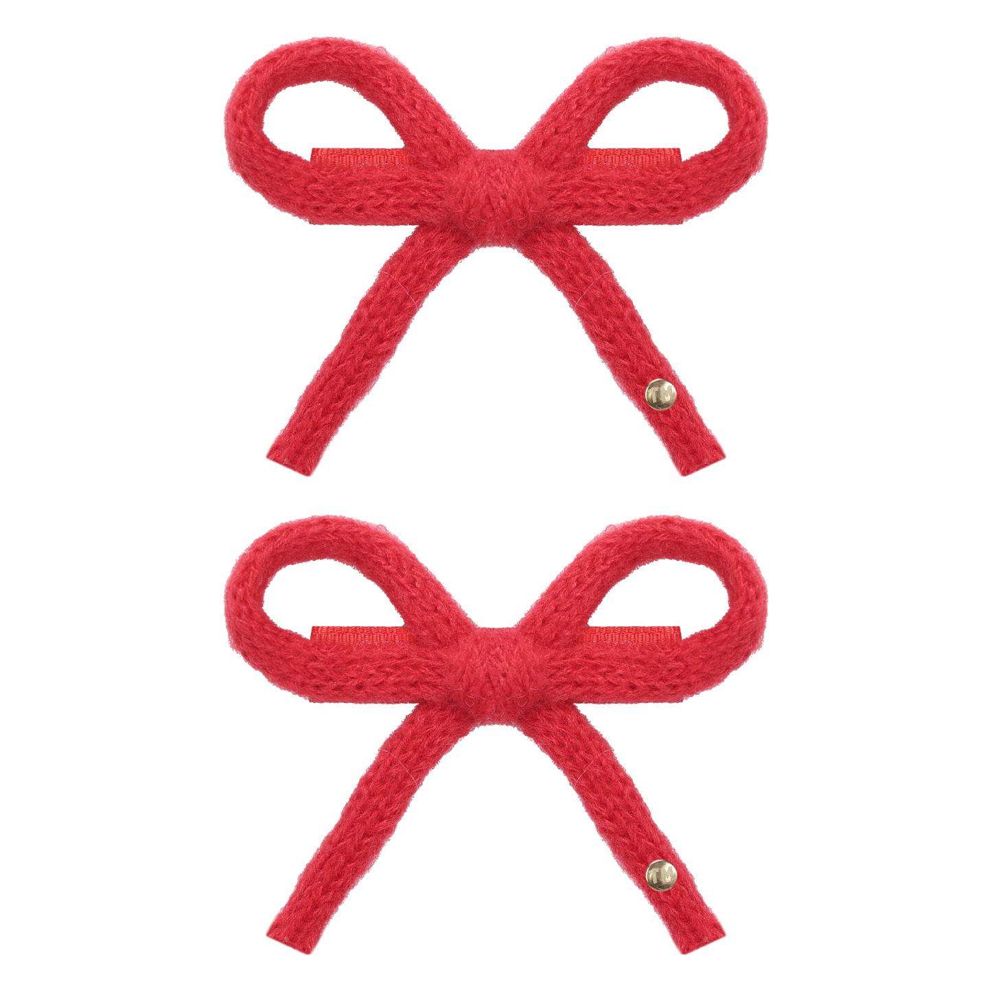 SS26 Knit Ribbon Mini Bow Clip Set Of 2 (Red)
