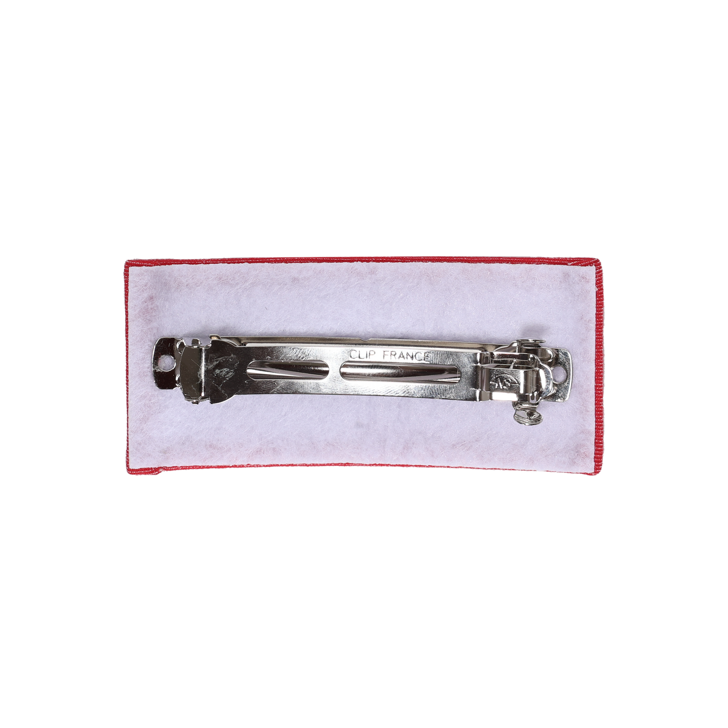 Denim Luggage Logo Collection Rectangle Barette Clip (Pink)