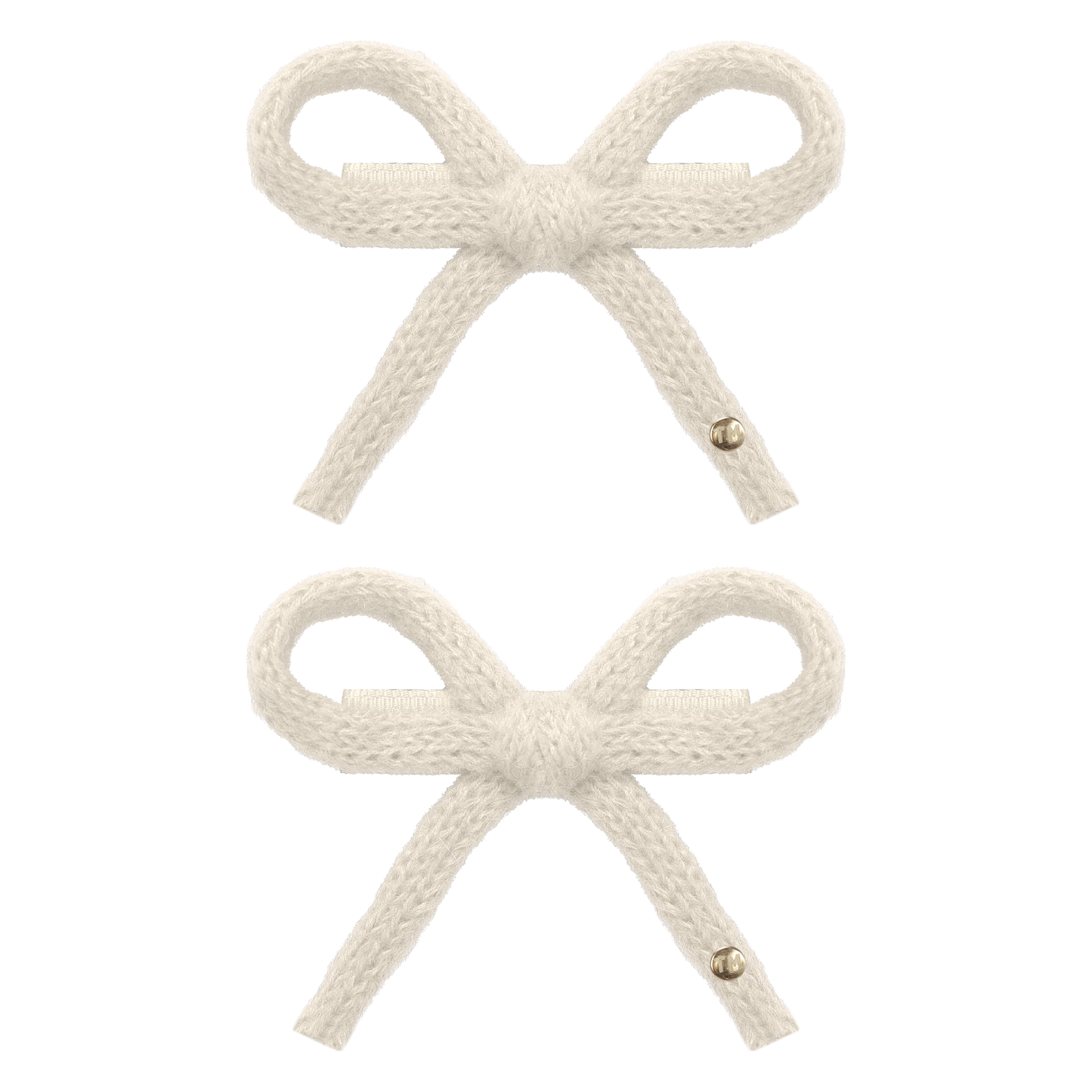 SS26 Knit Ribbon Mini Bow Clip Set Of 2 (Cream)