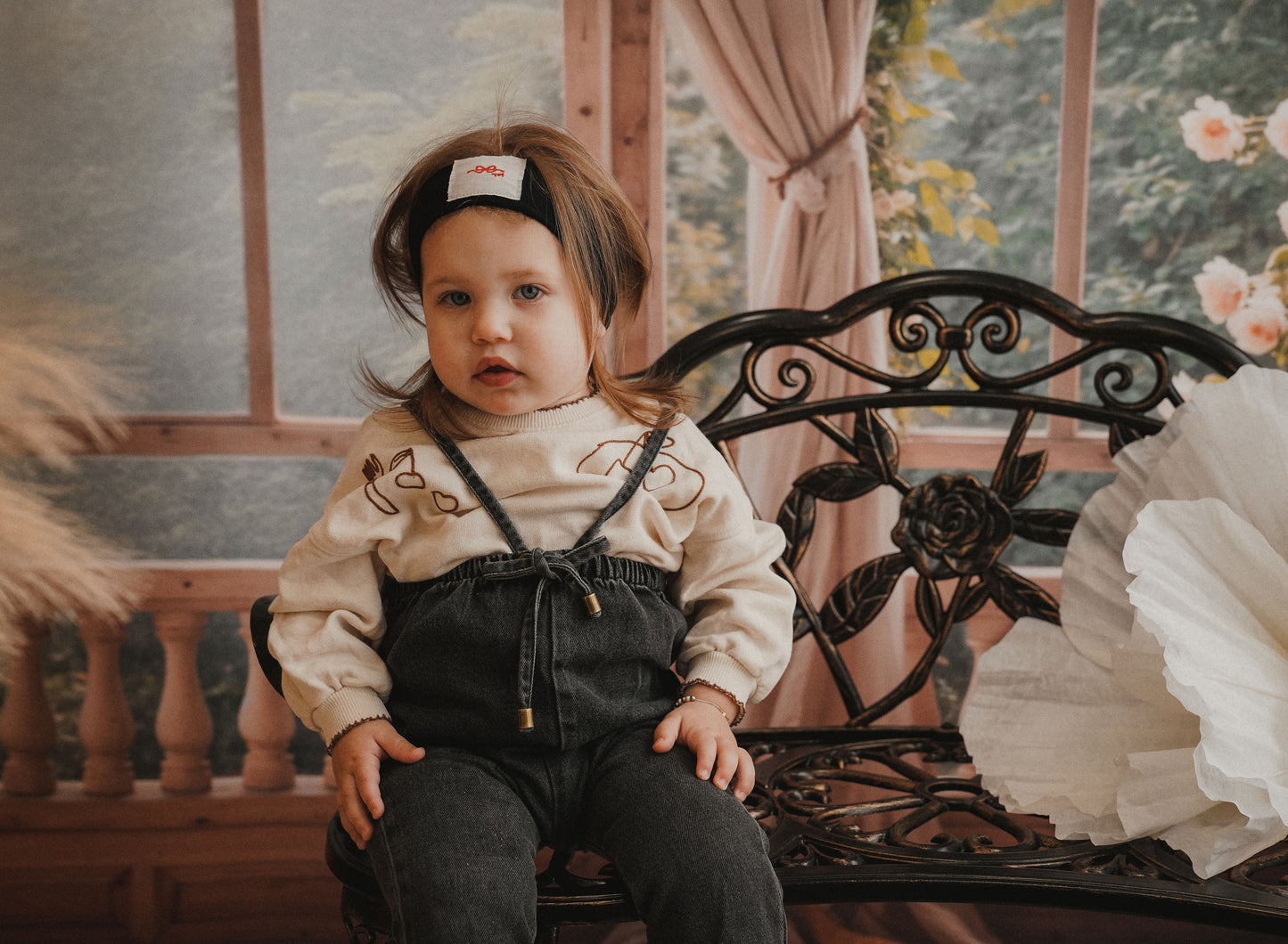 Rose Embroidery Sweatband With Tag