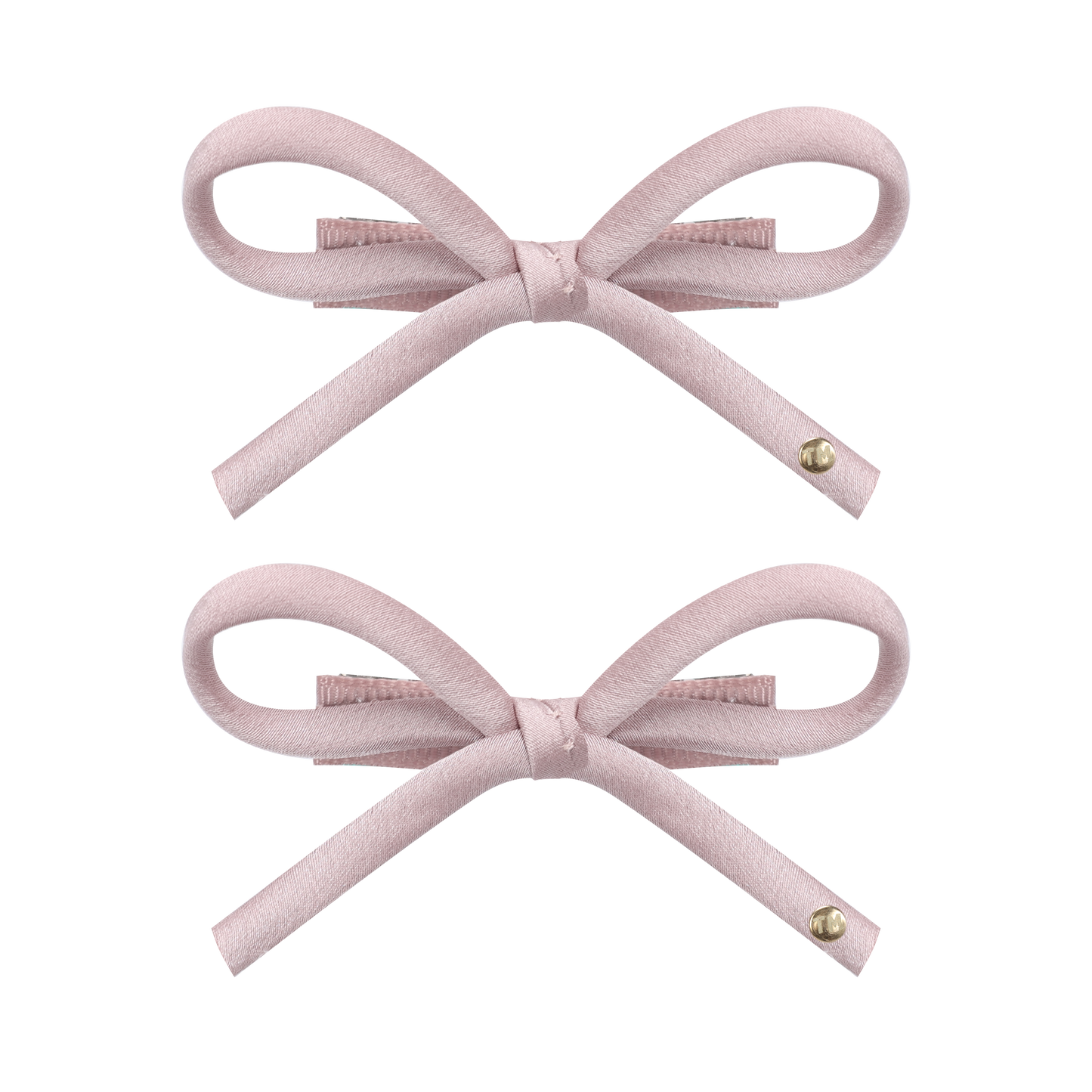 SS26 Satin-Cord Ribbon Mini Bow Clip Set Of 2 (Pink)