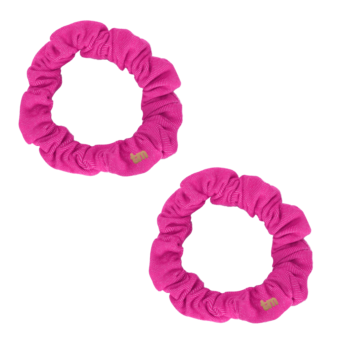 Denim Luggage Logo Collection Mini Scrunchie Set Of 2 (Hot Pink)
