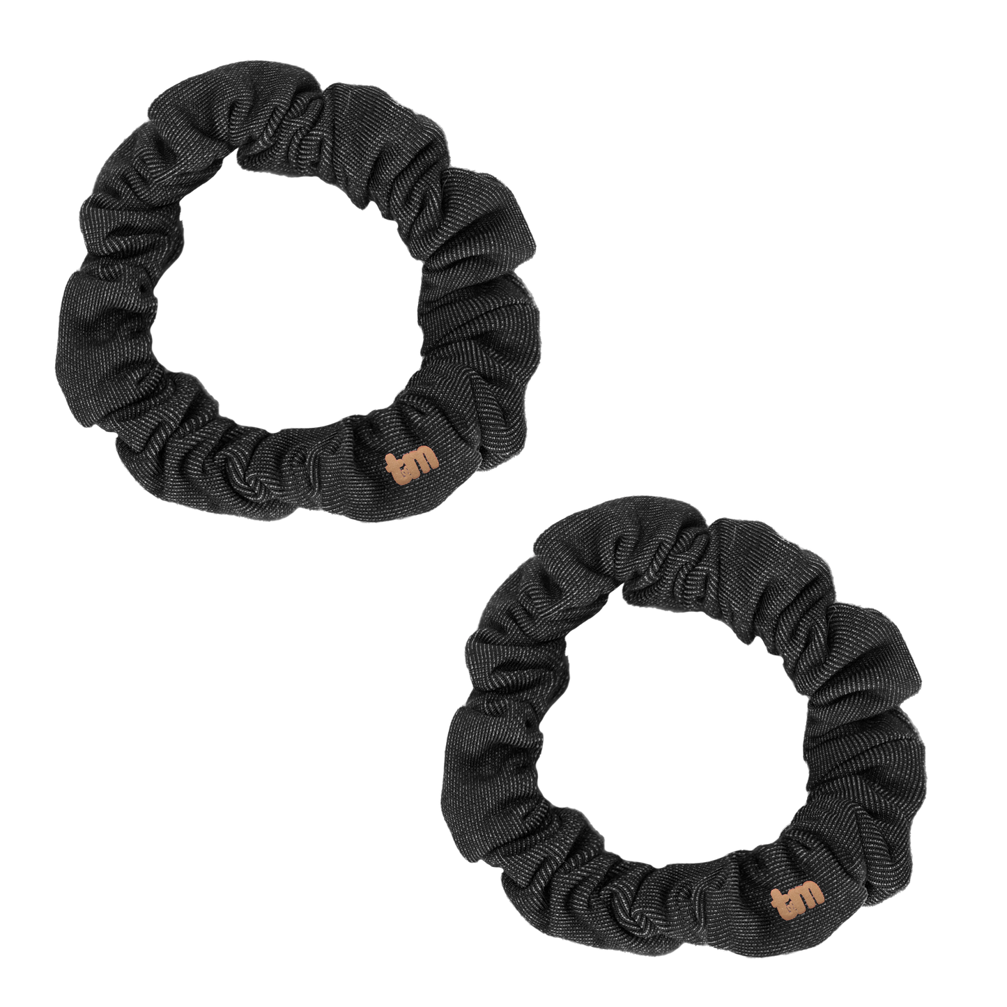 Denim Luggage Logo Collection Mini Scrunchie Set Of 2 (Black)