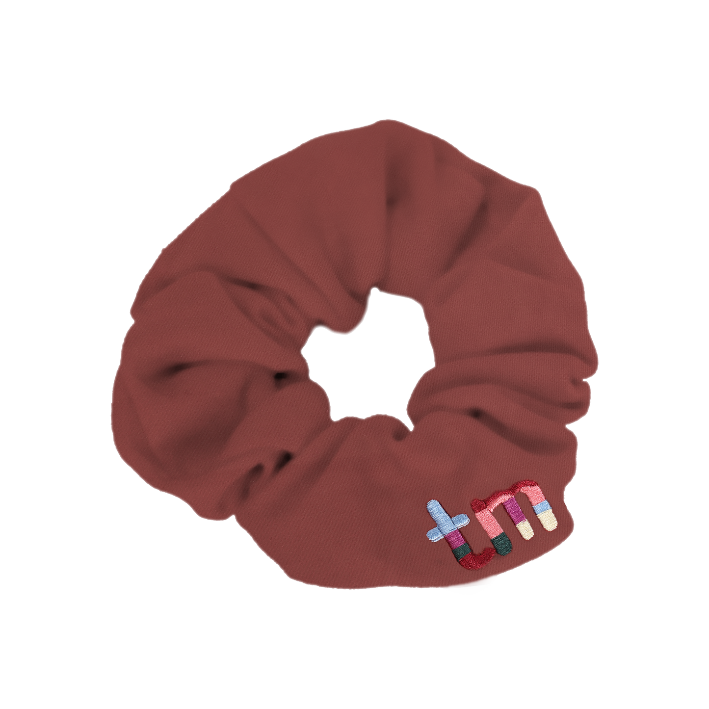 Denim Colored Embroidery Logo Scrunchie (Maroon)