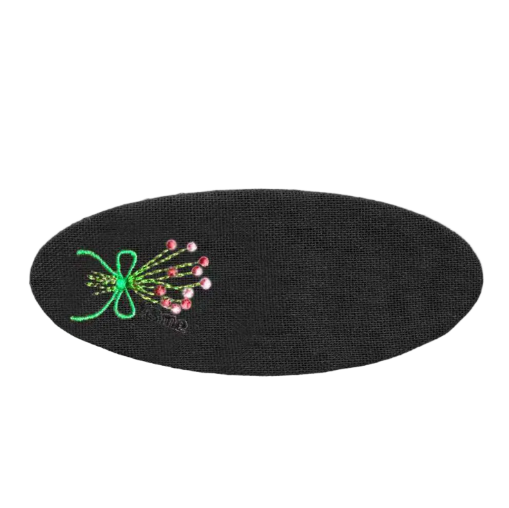 Bouquet Embroidery Knit Collection Barrette Clip (Black)